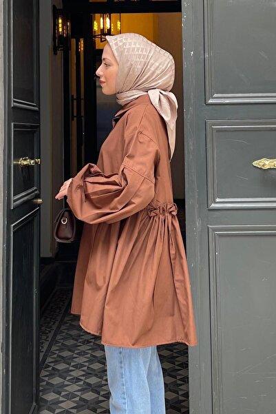 lamelif Τονίκ με μανίκια με μπαλόνι Lopez Bitter Brown