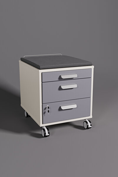 Creo Mobili Vega Keson, Home Ofis İçin Tekerlekli Kilitli Keson, Çocuk ve Genç Komodini - Beyaz/Antrasit