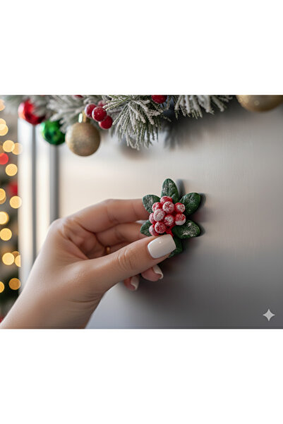 AlohamoraShop 2 Adet El Yapımı Yılbaşı Şans Çiçeği Kokina Buzdolabı Magneti ( )