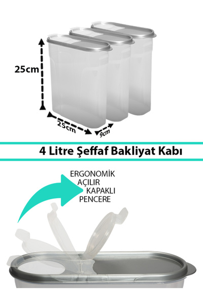 Tercih Home Erzak Bakliyat KAPAKLI  Kiler Saklama Kabı 6 ADET Set Lüks Şık Kutu Çeyiz Seti 4LT MAMA KABI