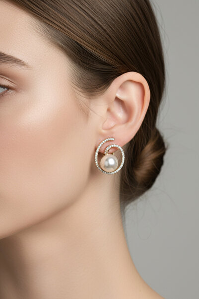 Modacaprea Xuping 14K İncili Su yolu Klipsli Kadın Küpe Kararmaz Kadın Takı Xuping Küpe