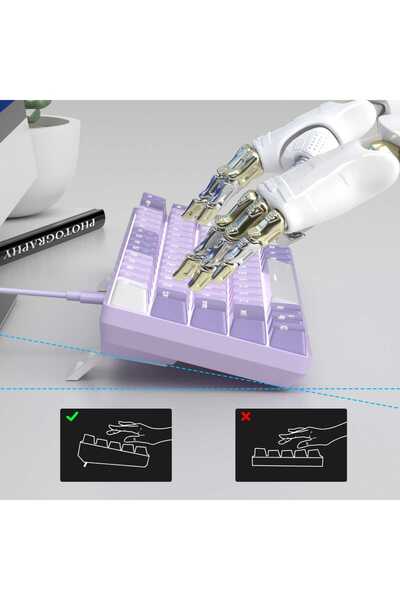 Timebox Tastatură mecanică de gaming, iluminare din spate violet 60%, comutator liniar hot swap, 61 de taste