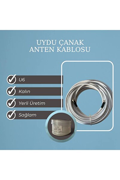 EYEPC 60 Metre Uydu Anten Kablosu Rg6 U6 Telli Tv Kablo Full Hd Uçları Takılı...