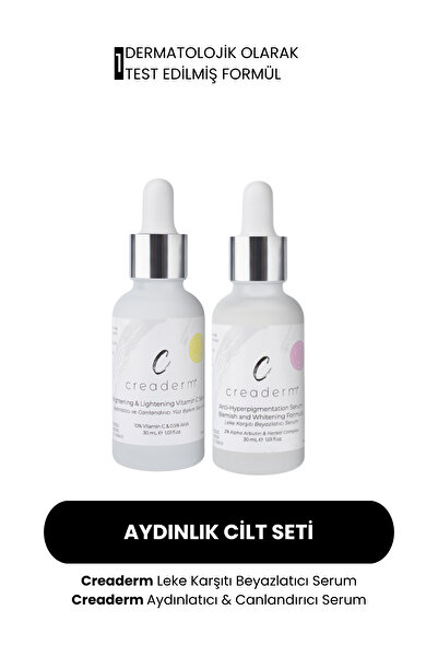CREADERM Aydınlık Cilt Seti (Leke Karşıtı Beyazlatıcı & Vitamin C Aydınlatıcı Ve Canlandırıcı Serum)
