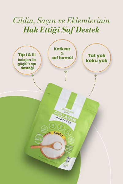 Naturagen Kolajen Gurme %100 Saf Collagen 1. Kalite 150 gram Tip 1&3 Peptit Helal Sertifikalı Toz Kolajen