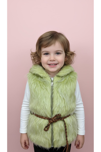 Genel Markalar Kız Çocuk Yeşil Peluş Yelek