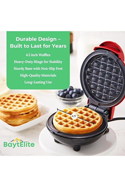 ZAICA Mini Waffle Maker 4.5" - Quick Heat-Up Nonstick Waffle Iron, Compact & Easy to Clean