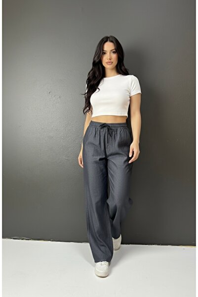 St.Poll BEL LASTİKLİ BAĞCIKLI BOL PAÇA PALAZZO YAZLIK DENIM PANTOLON