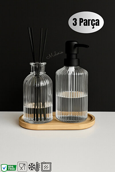 Maloria Standlı Banyo Sıvı Sabunluk ve Koku Şişesi Seti | 350ml Sabunluk