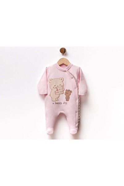 atabay Lace Bear Love You Embroidered Pink Tulle Jumpsuit Pink