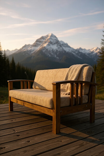 Can Marangozluk Ahşap Rustik İskandinav Country Tarzı Ahşap Üçlü Kanepe – Tok...