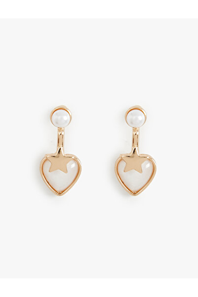 Koton Heart-Shaped Earrings with Dangling Star Detail