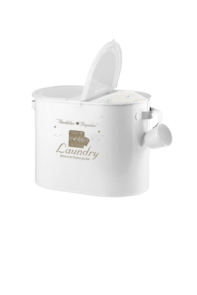 Laundry Lüx 2 Bölmeli Metal Deterjan Kutusu Beyaz 12 Lt Lr055