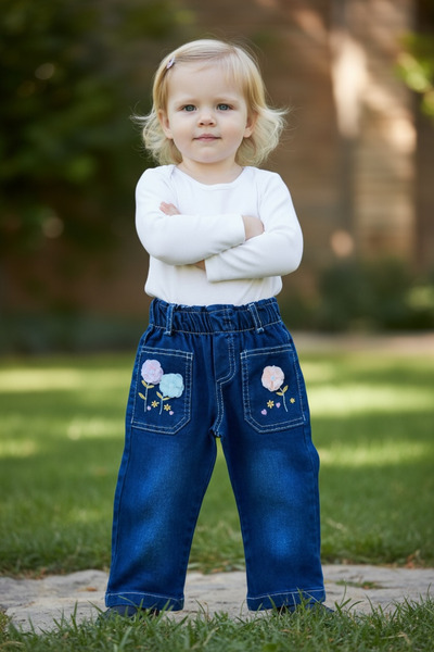 mini trends kız bebe kot pantolon