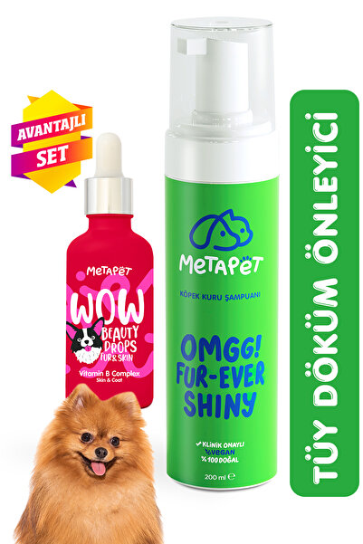 Metapet Tüy Döken Köpeklere Özel Set - Tüy Sağlığı Damlası Ve Kuru Şampuanı - Multivitamin