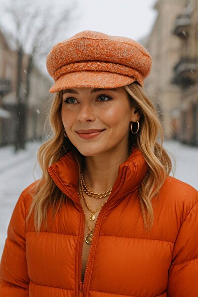 BALIENTE Помаранчева вовняна кашкетка Жіночий капелюх