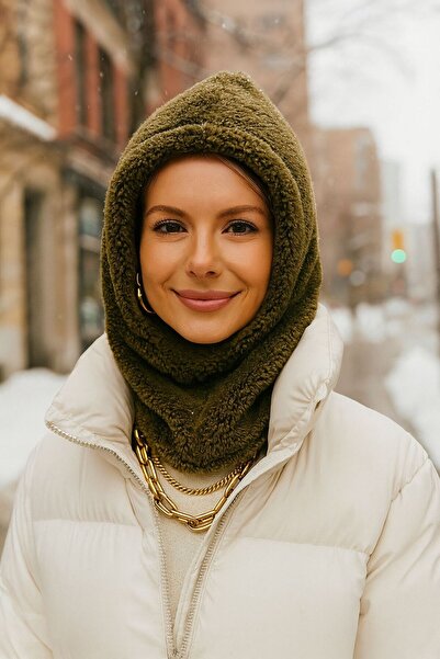 BALIENTE Унісекс Хакі Шерстяний Шарф-Капюшон