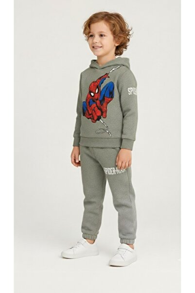 DUDO GİYİM Erkek Çocuk Örümcek Adam Baskılı Kapüşonlu Eşofman Takımı | Rahat ve Şık Günlük Takım