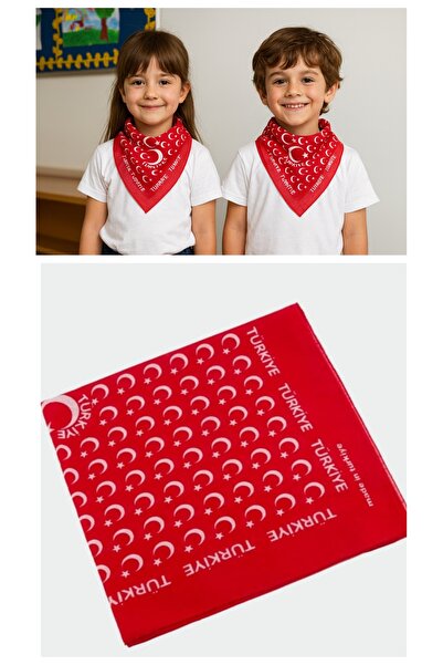 Eva Rose 10 Adet Kırmızı Ay Yıldız Türk Bayrağı Temalı Pamuk Kumaş Fular - Ba...