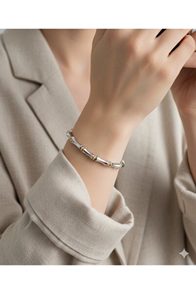 Alexis Carrel سوار نسائي عتيق مزدوج اللون على شكل عظمة