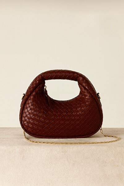 Çantacımstore Geantă de mână Mini Joli împletită pentru femei, roșu claret