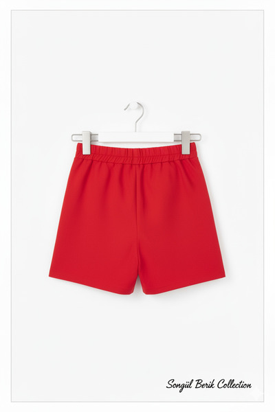 SONGÜLBERİK Pileli Şort Etek Kırmızı