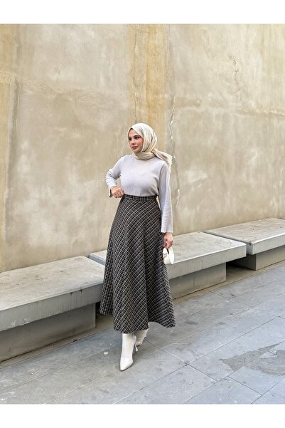 Moda Lippa Коротка спідниця в клітинку Klos Спідниця коричнева