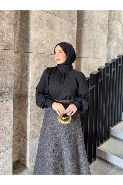 Moda Lippa Kışlık Kloş Etek Kahverengi