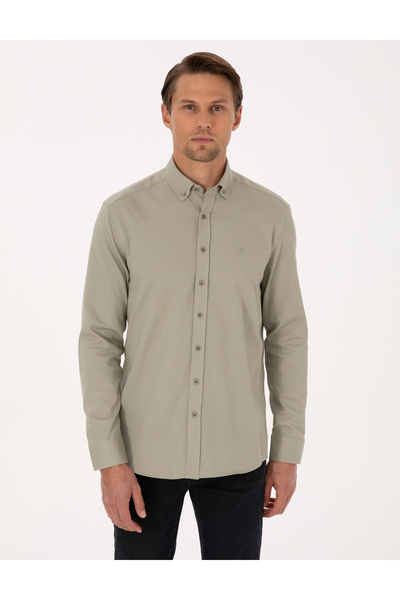 Pierre Cardin Su Yeşili Regular Fit Uzun Kollu Gömlek 50316736-VR048
