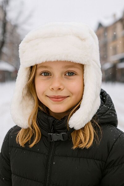 BALIENTE Дівчача бежева шапка-бері - з плюшевим хутром і вушками