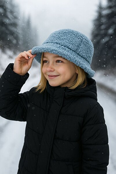 BALIENTE Pălărie pentru copii de pluș ondulat albastru - găleată pentru bebeluși