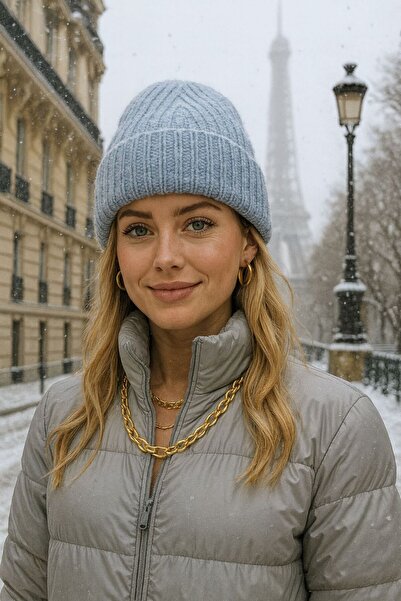 BALIENTE Women's Corded Beret - BabY Blue Wool