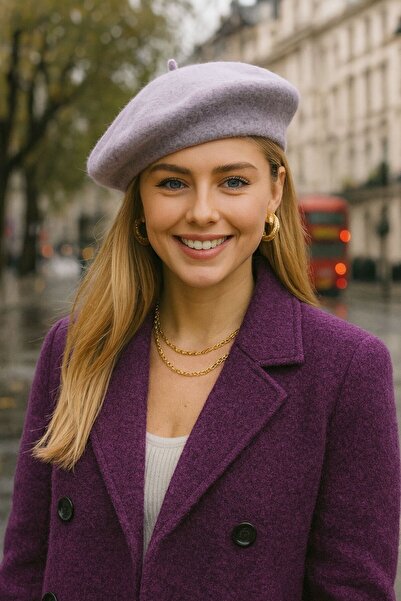 BALIENTE Beretă de damă Liliac Painter - Design de lână