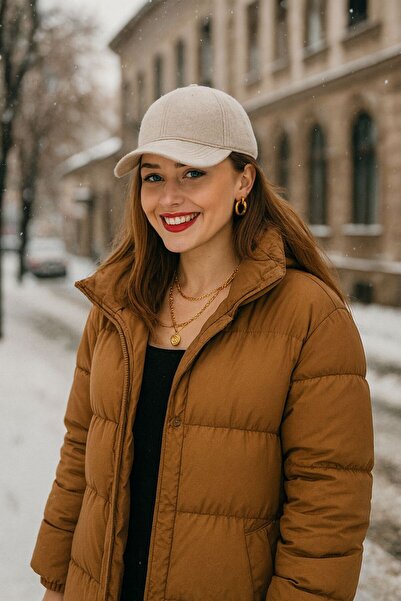 BALIENTE قبعة مخيطة باللون البيج للجنسين