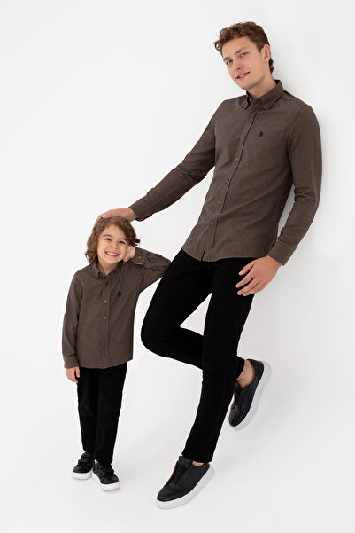 U.S. Polo Assn. Erkek Kahverengi Uzun Kollu Basic Gömlek 50316721-VR029