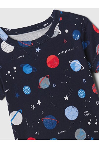 GAP Bebek Lacivert Organik Pamuk Desenli Pijama Takımı
