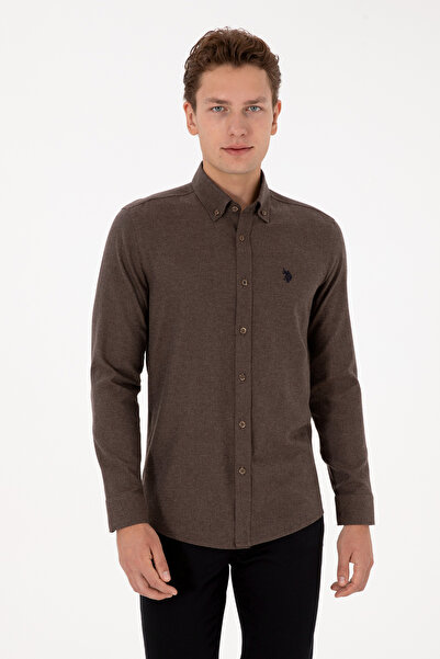 U.S. Polo Assn. Erkek Kahverengi Uzun Kollu Basic Gömlek 50316721-VR029
