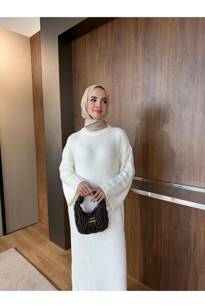 merve ada design Sakallı Yumuşak Triko Elbise