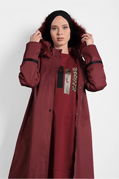 Alvina Парка з капюшоном на блискавці та хутром - 90011