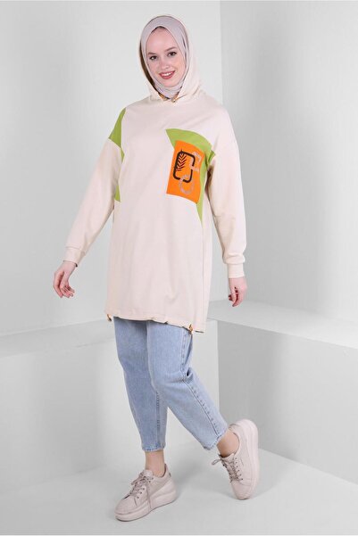 Alvina سترة رياضية مطبوعة بغطاء للرأس - 43622