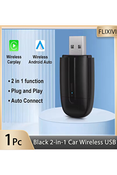 Choice محول FLIXIVI اللاسلكي CarPlay/Android Auto 2 في 1 باللون الأسود، واجهة...