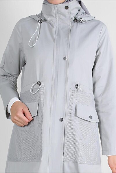 Alvina KAPÜŞONLU BELİ LASTİK İP DETAYLI TRENÇKOT 10762