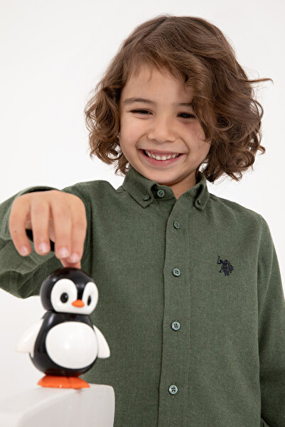 U.S. Polo Assn. Erkek Çocuk Haki Uzun Kollu Basic Gömlek 50316769-VR027