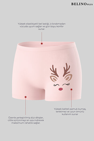 BELİNOPLUS PENYE LİKRALI 5 Lİ PAKET ÇOK RENKLİ DESENLİ KIZ ÇOCUK BOXER
