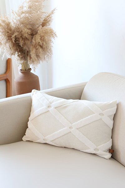 HAMUR تصميم مخصص منقوشة من قماش الجاكار وسادة زخرفية مستطيلة غطاء وسادة بيلا كريم