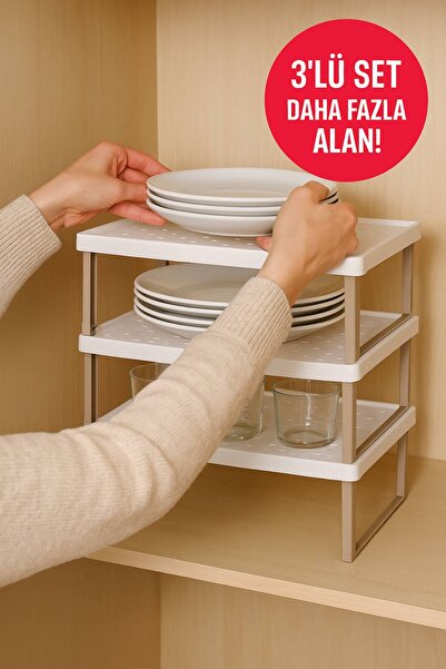 Open Home Concept Rafturi cu 3 etaje - Organizator pentru dulap alb