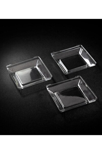 Kristal Plastik Mini Kare Tabak 6x6cm - 50 Adet (1 Paket)