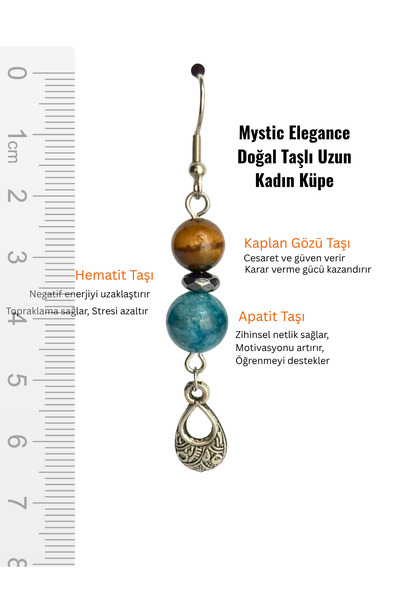 ayrestyle Mystic Elegance Natural Apatite Tiger Eye Hematite Stone Long Dangle Women Earrings