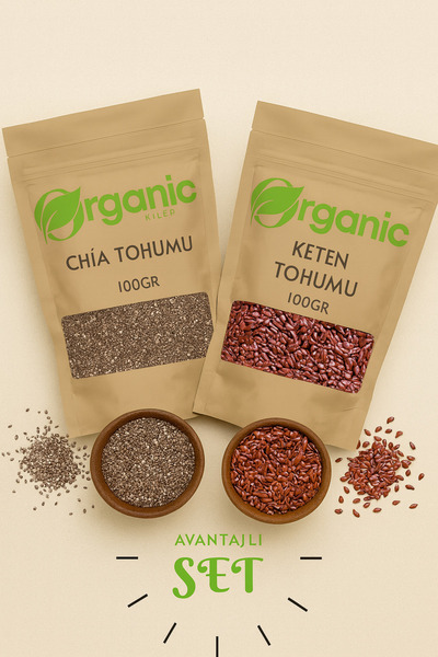 Organic Kiler Chia Tohumu & Keten Tohumu İkili Set 100gr
