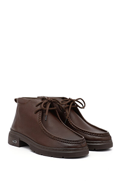 GÖNDERİ(R) Women's Brown Lace-Up Genuine Leather Comfort Boots